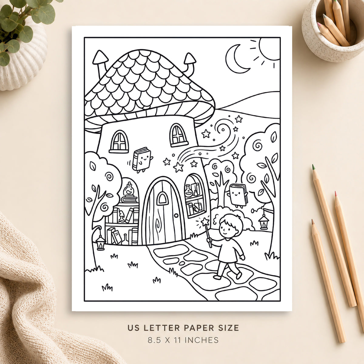 Magical Bookshop Coloring Page 3