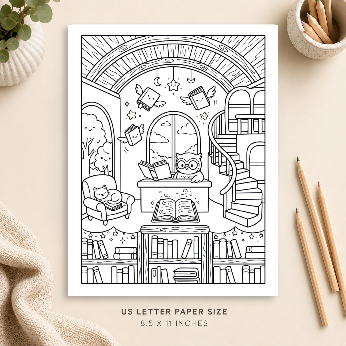 Magical Bookshop Coloring Page 5