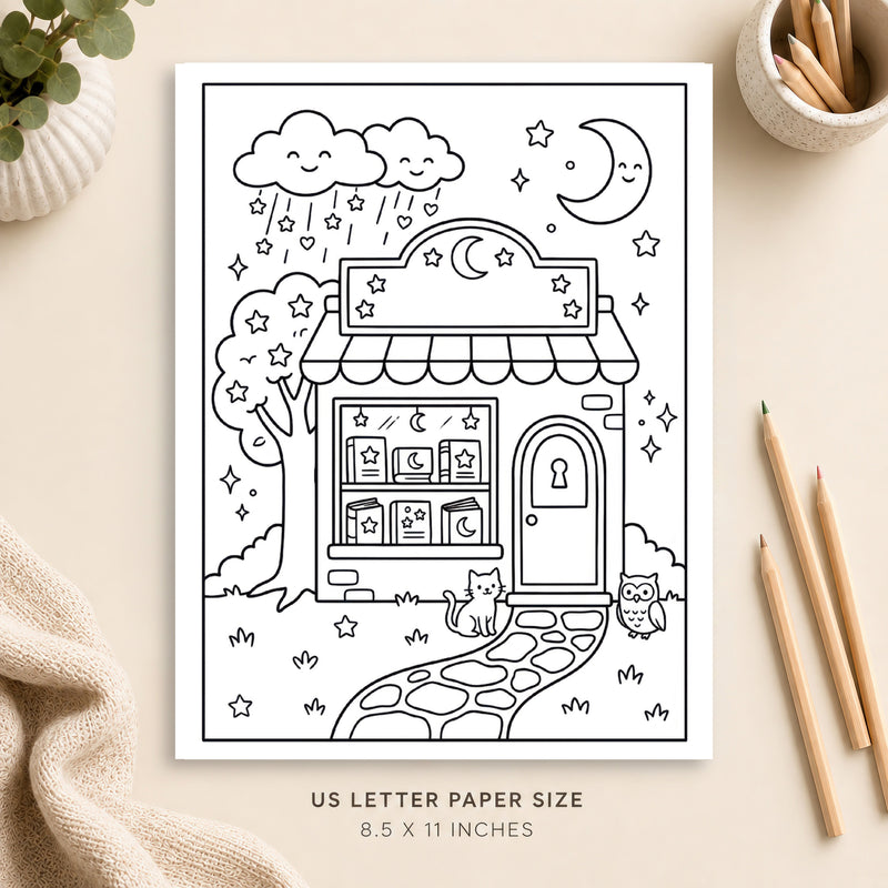 Magical Bookshop Coloring Page 6