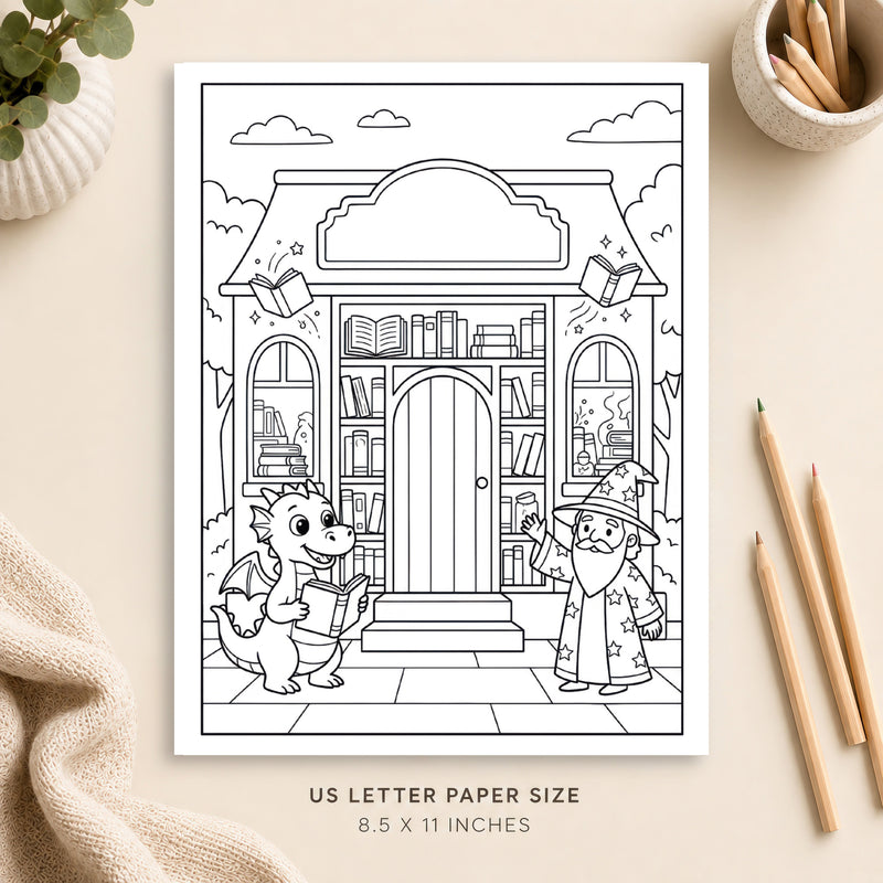 Magical Bookshop Coloring Page 8
