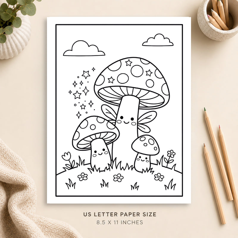 Magical Mushrooms Coloring Page 1