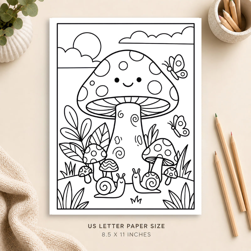 Magical Mushrooms Coloring Page 2
