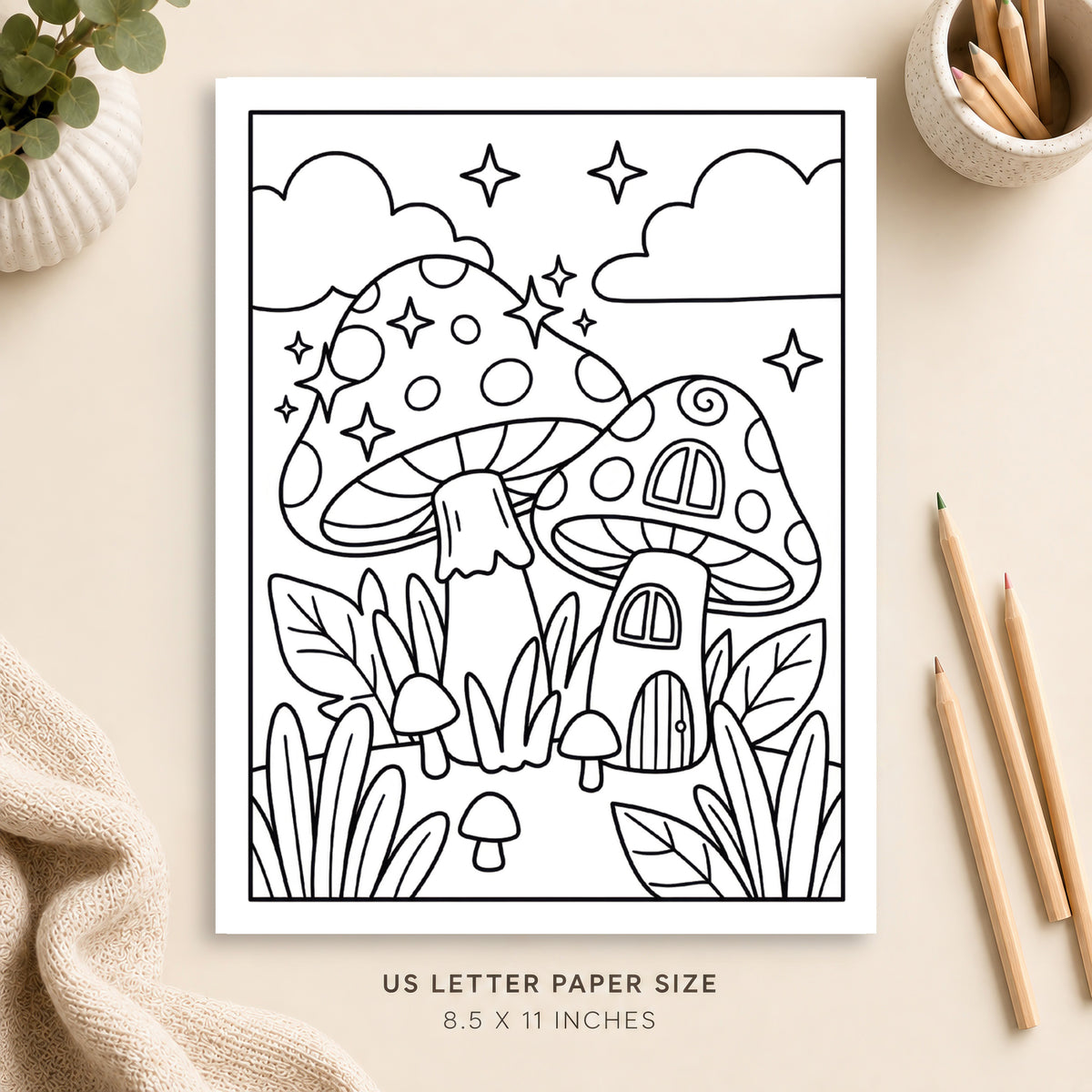 Magical Mushrooms Coloring Page 3