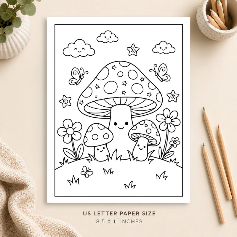 Magical Mushrooms Coloring Page 5