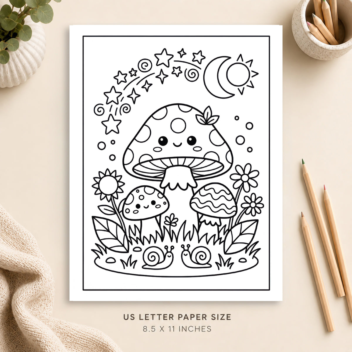 Magical Mushrooms Coloring Page 7