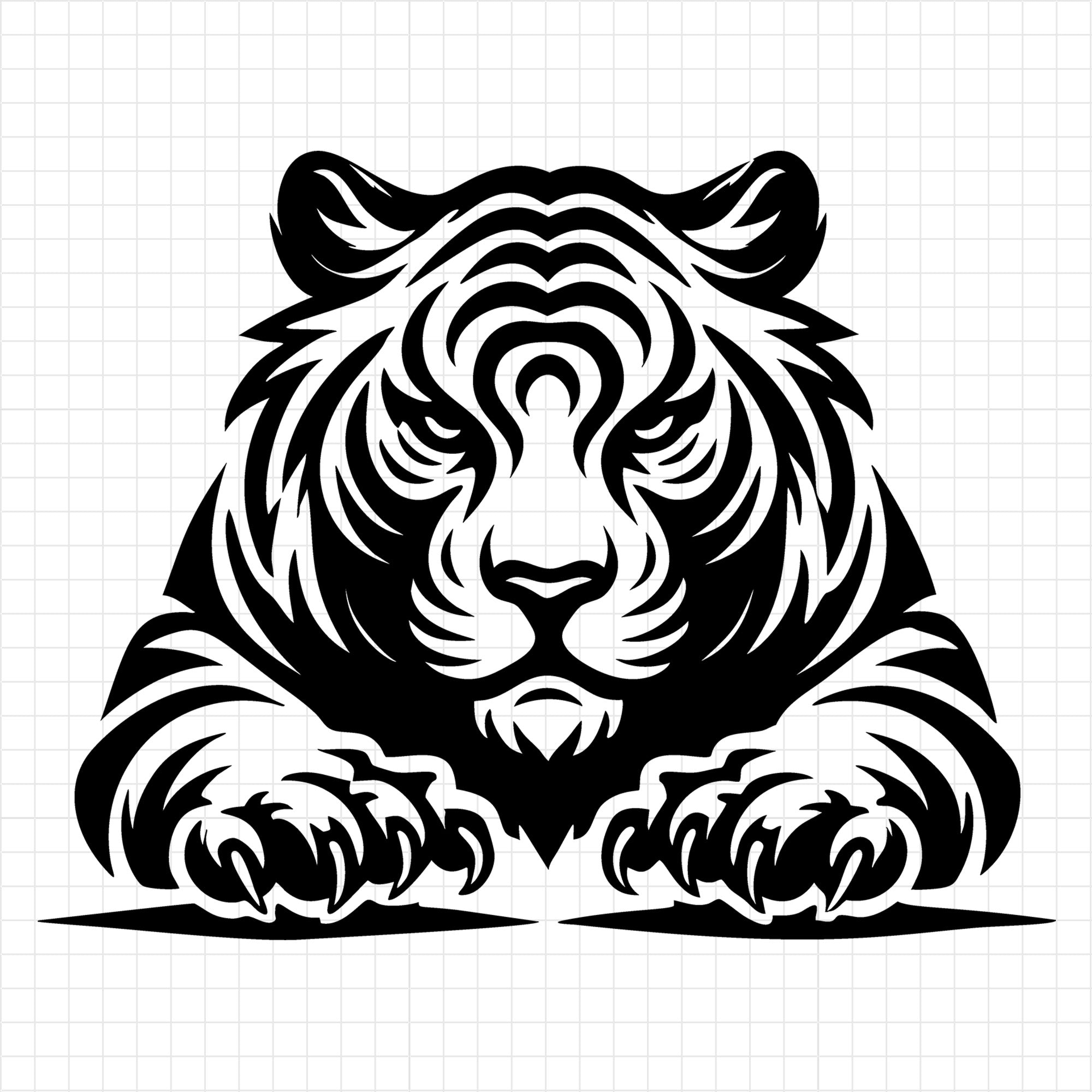 Majestic Silhouette of a Tiger in a Striking Pose SVG