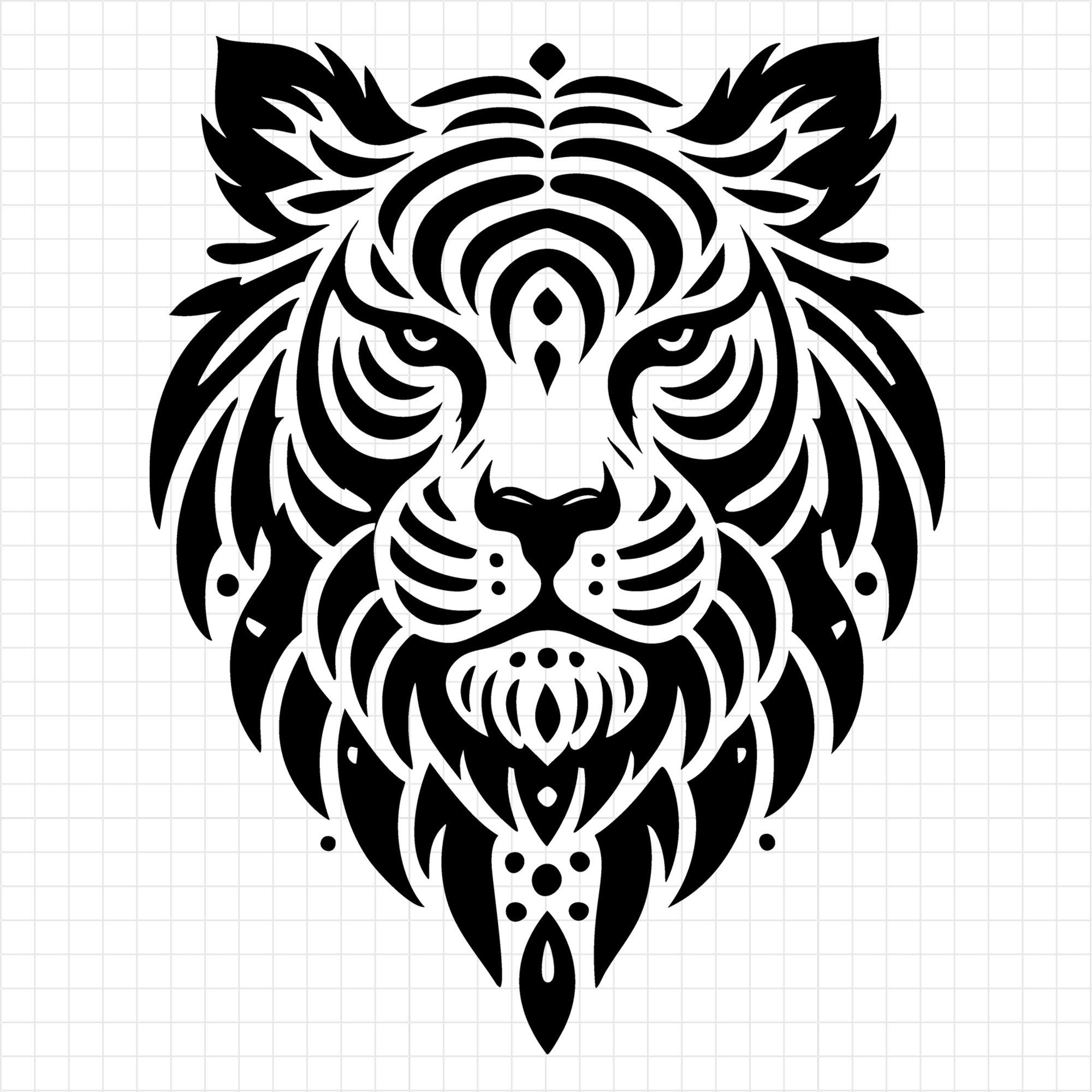 Majestic Tiger Face Silhouette SVG