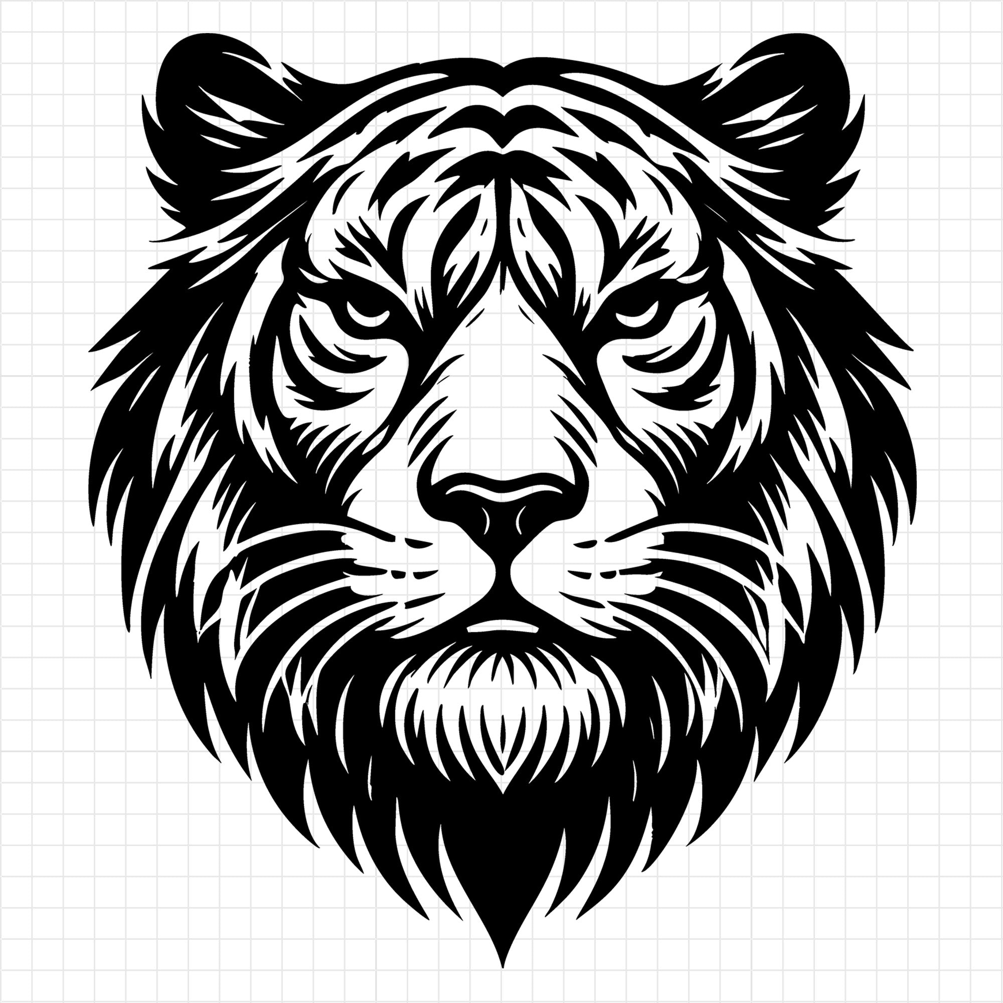 Majestic Tiger Face Silhouette With Piercing Eyes SVG