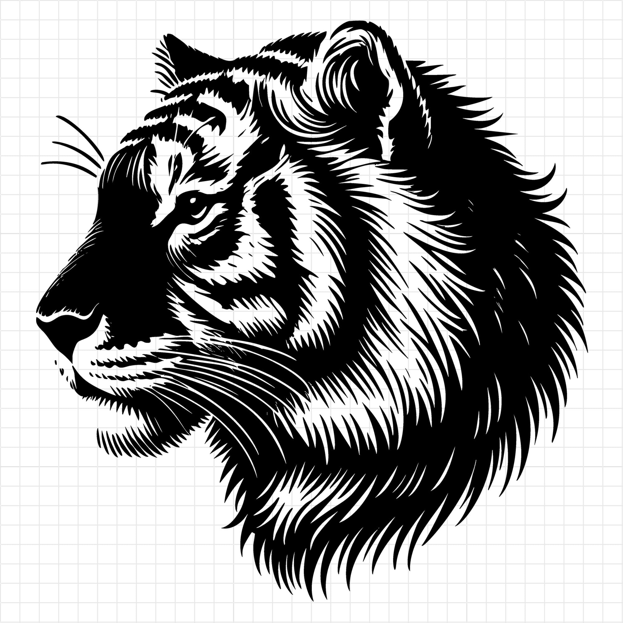 Majestic Tiger Profile Silhouette SVG