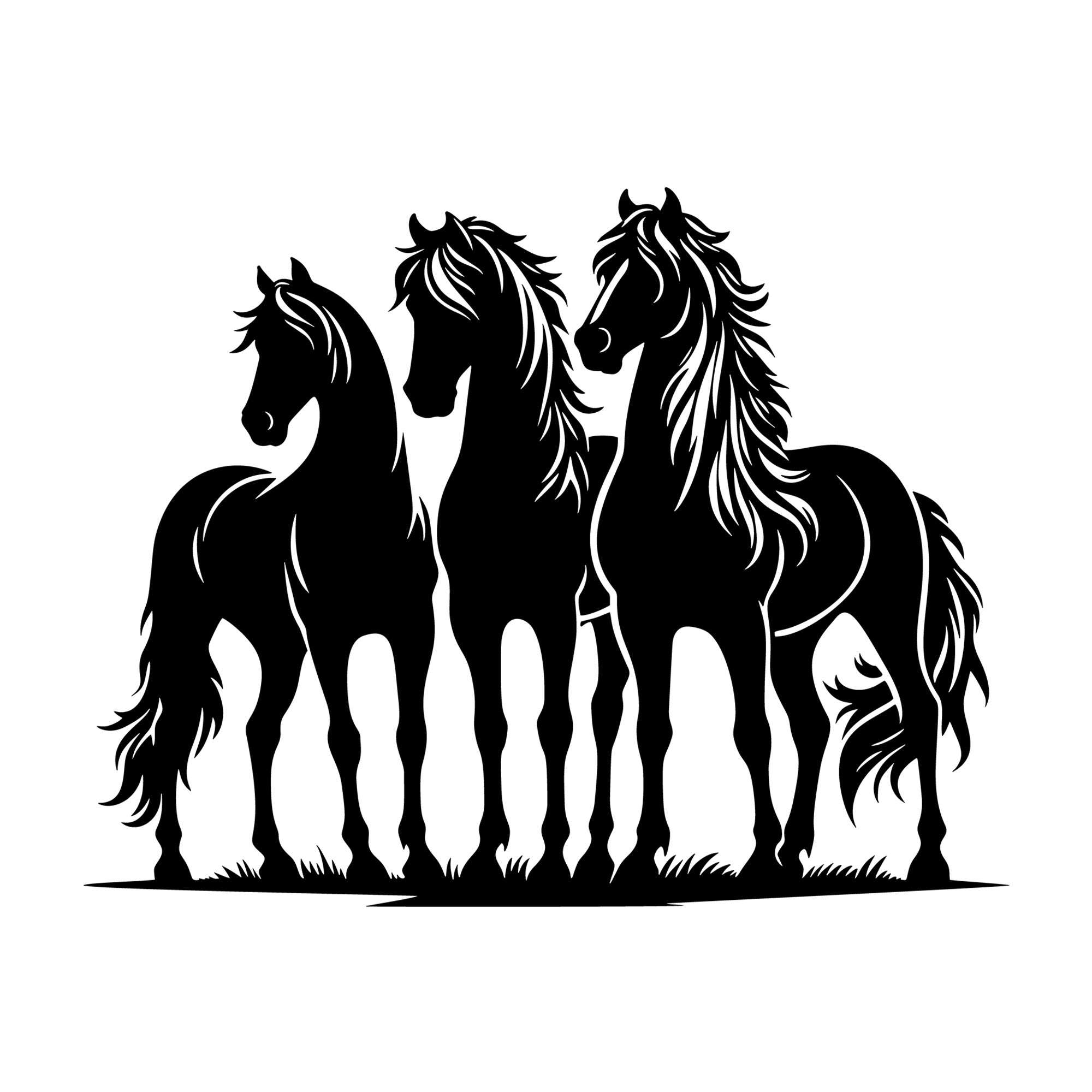 Majestic Horses SVG design for Cricut, Silhouette, laser cutting, vinyl, sublimation, and craft projects.