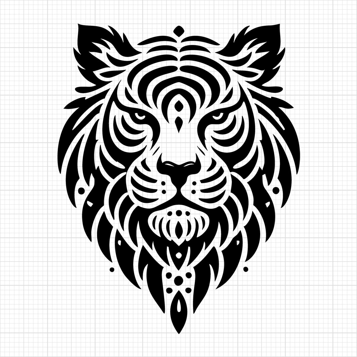 Majestic Tiger Face Silhouette