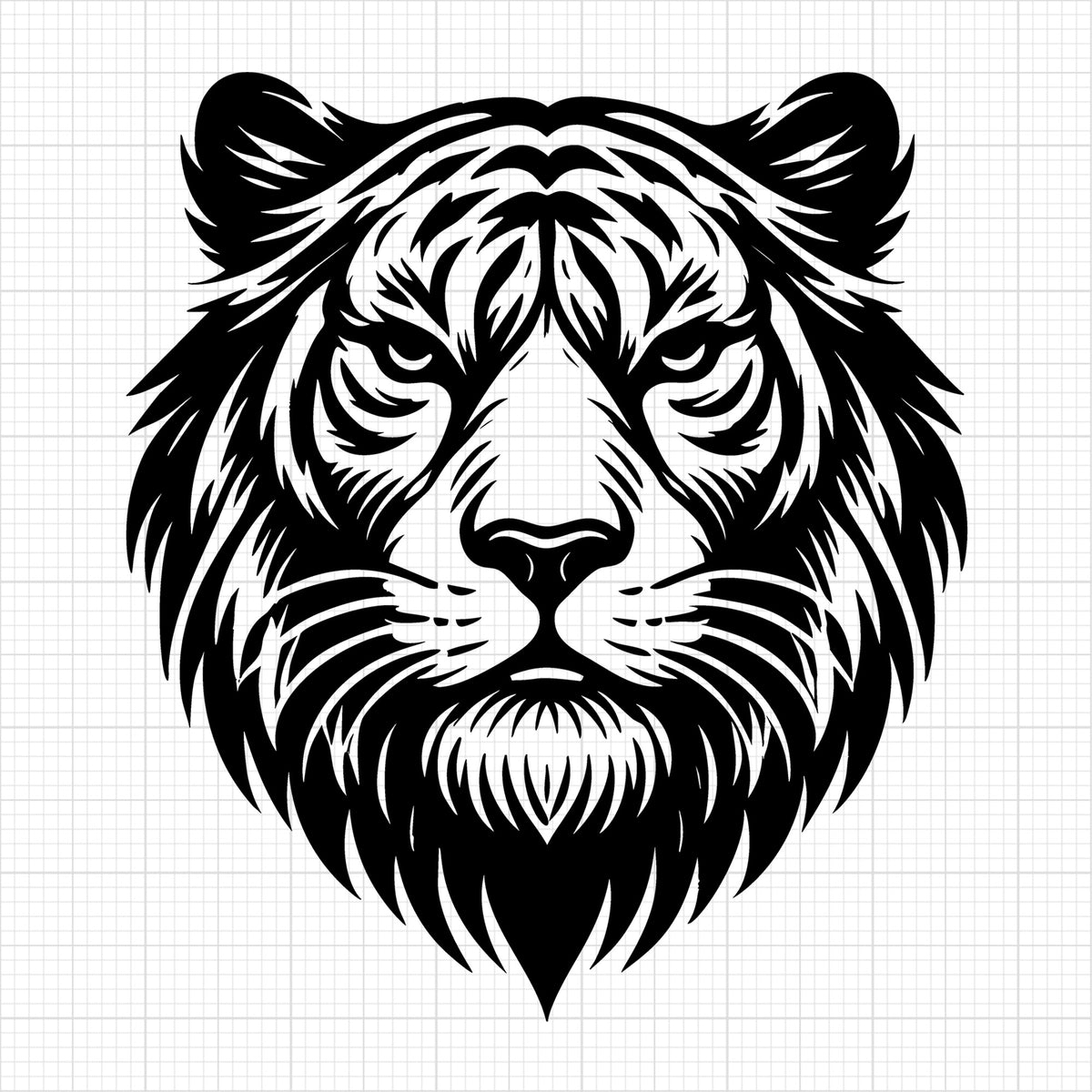 Majestic Tiger Face Silhouette With Piercing Eyes
