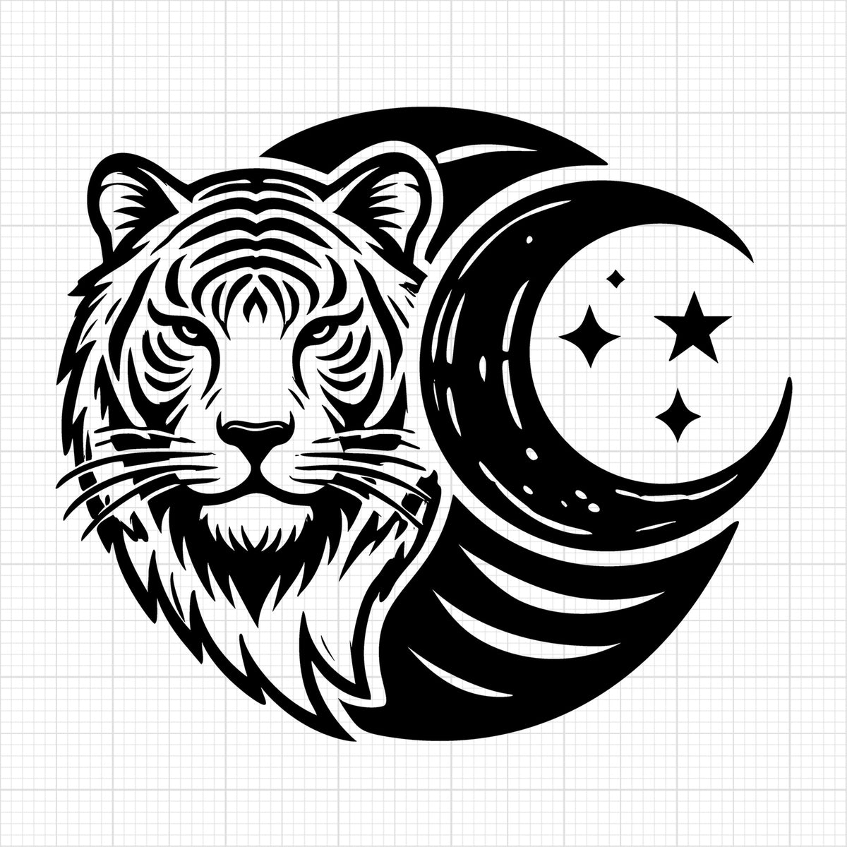 Majestic Tiger and Stars Silhouette