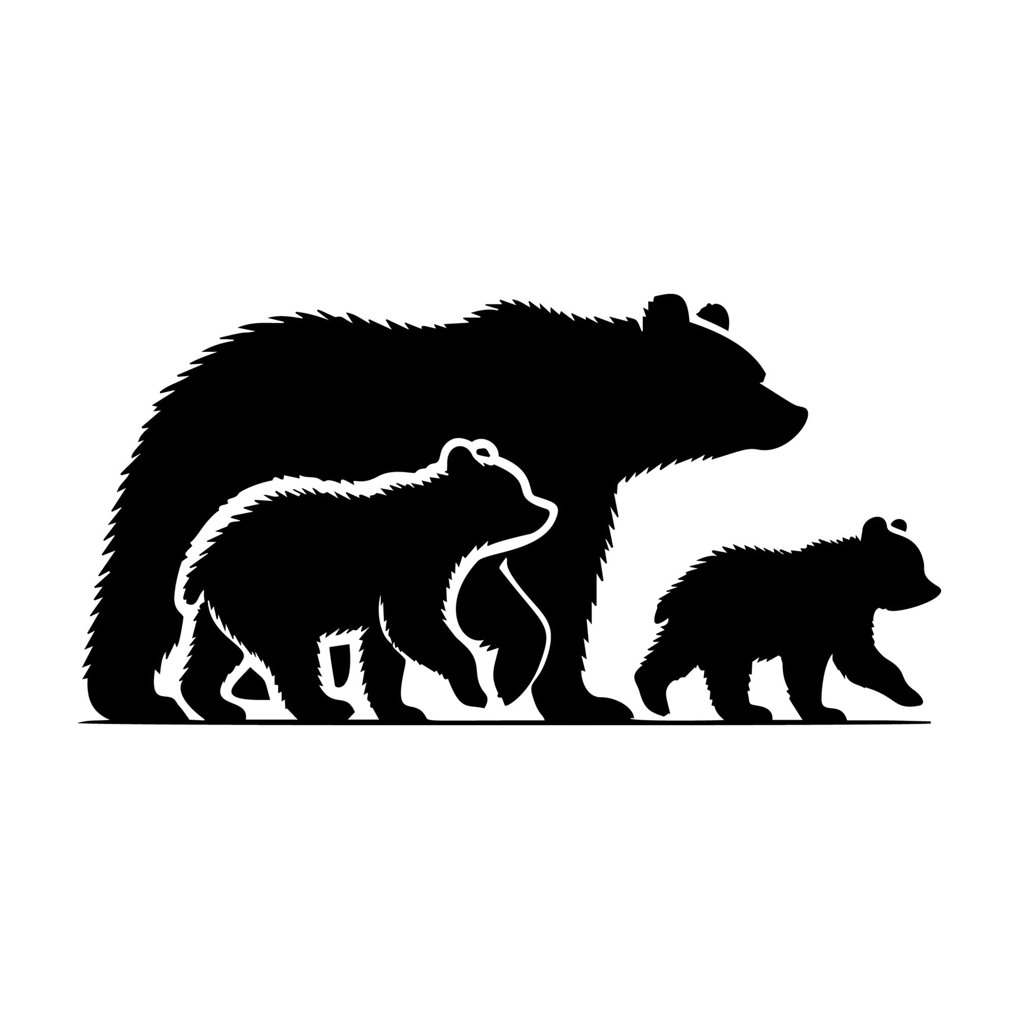 Mama Bear and Her Cubs SVG design for Cricut, Silhouette, laser cutting, vinyl, sublimation, and craft projects.