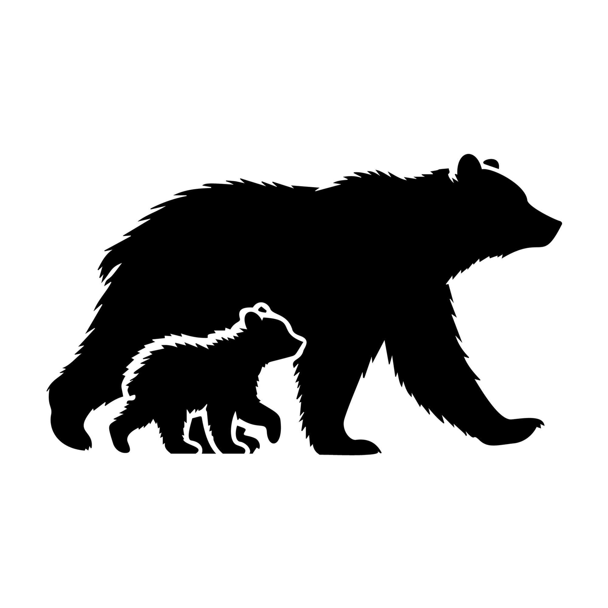 Mama and Bear Cub Walking Silhouette SVG design for Cricut, Silhouette, laser cutting, vinyl, sublimation, and craft projects.