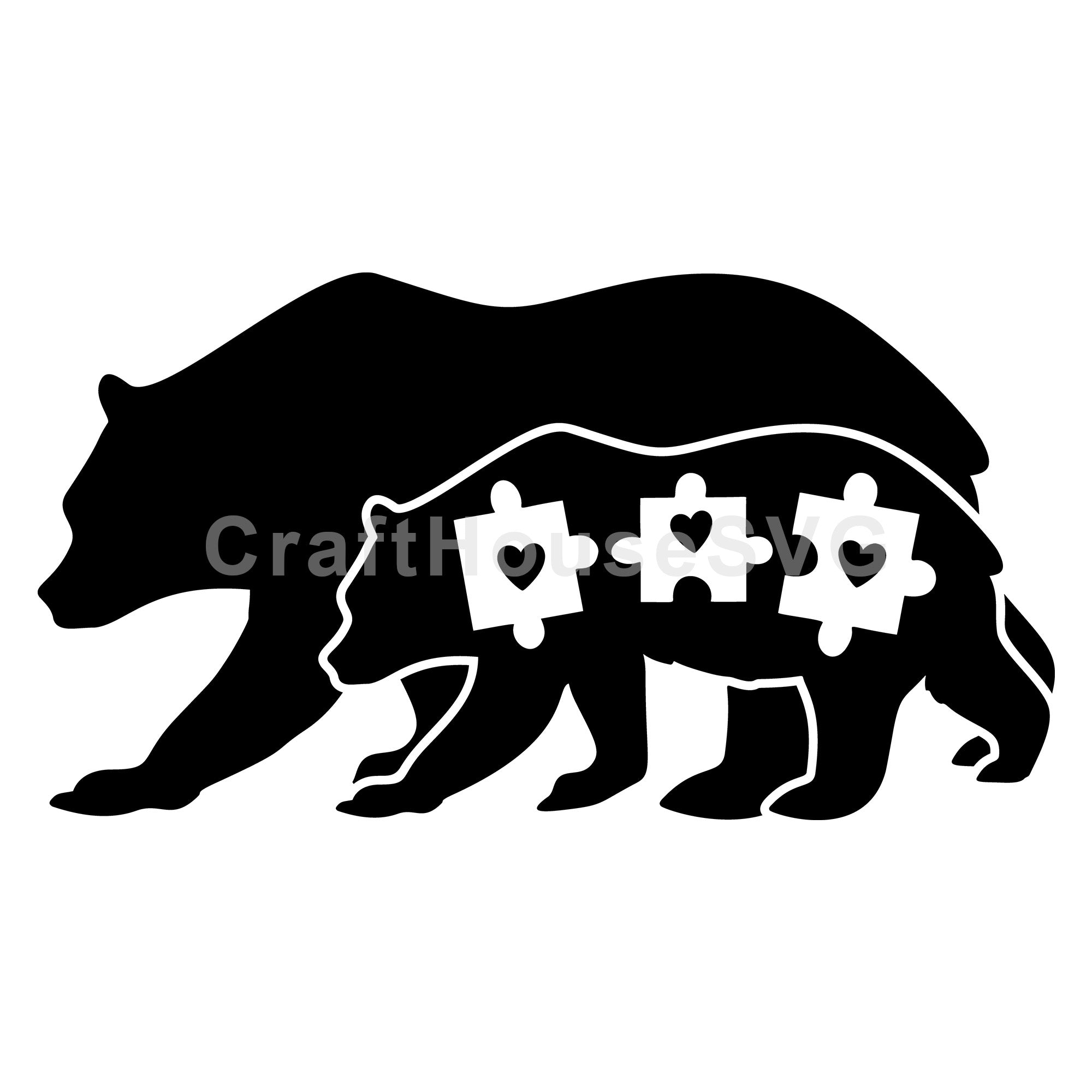 Mama and baby bear autism SVG