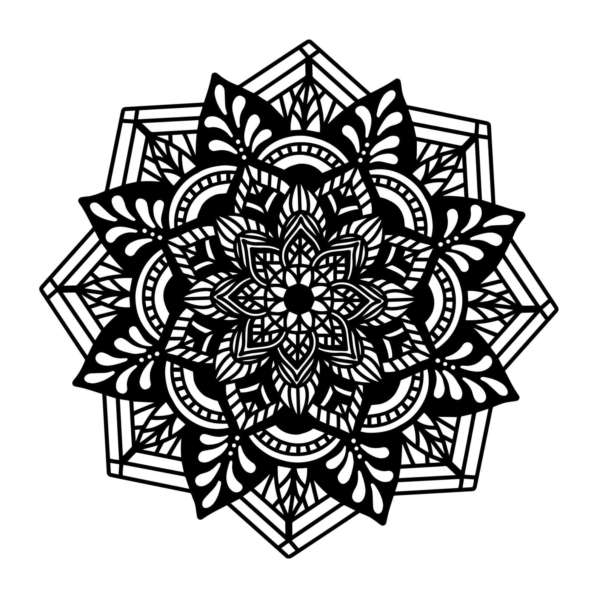 Mandala SVG mandala SVG design for Cricut, Silhouette, laser cutting, vinyl, sublimation, decals, shirts, and DIY craft projects.