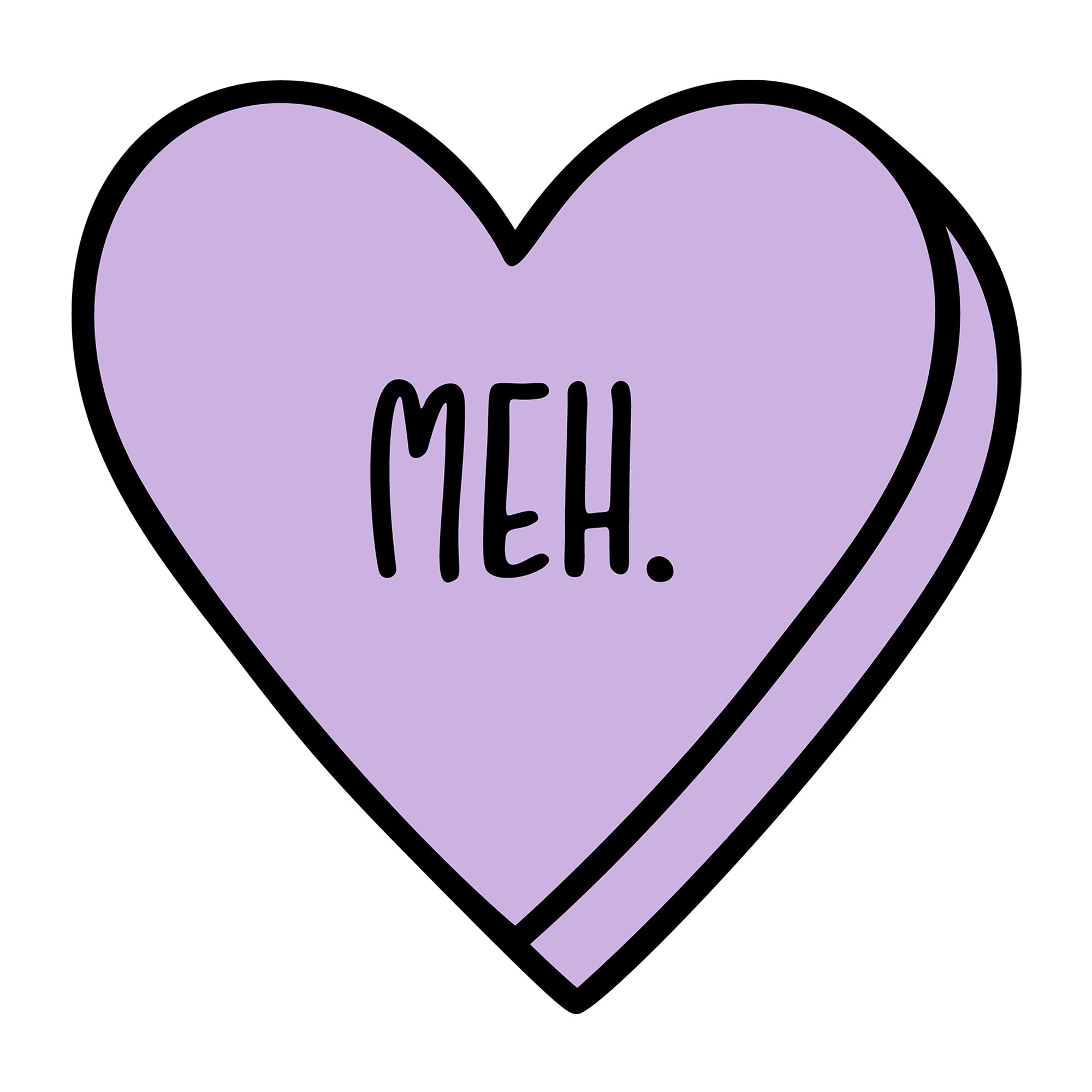 Meh SVG design for Cricut, Silhouette, laser cutting, vinyl, sublimation, Valentine conversation hearts, and craft projects.