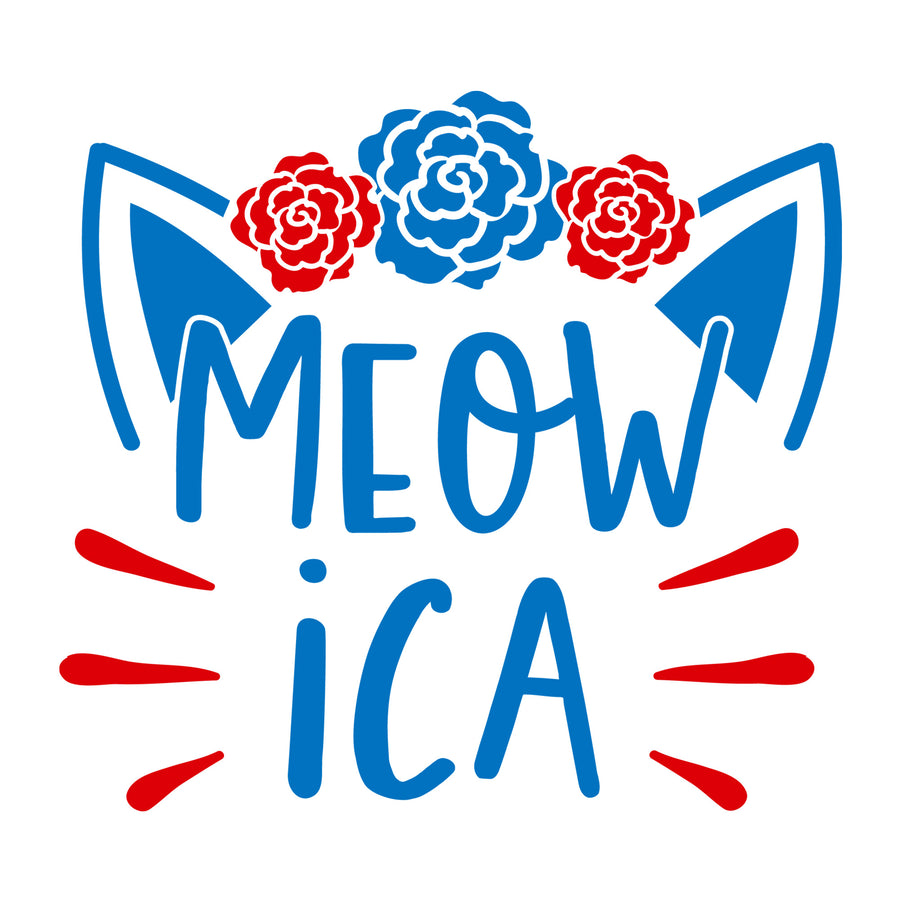 Meowica Floral SVG for Cricut, Silhouette, laser cutting, vinyl, sublimation, 4th of July shirts, patriotic signs, decals, mugs, and DIY craft projects.