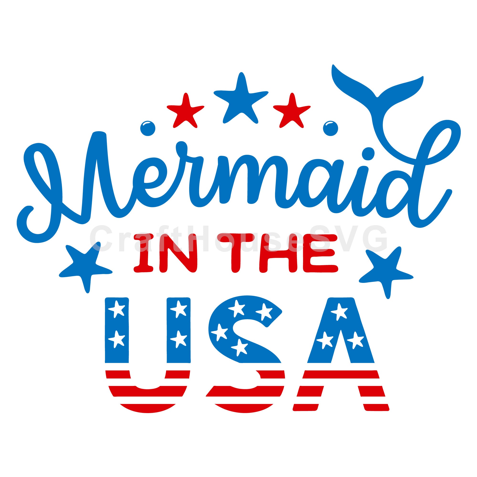 4th of July SVG file | Mermaid in the USA SVG MF55