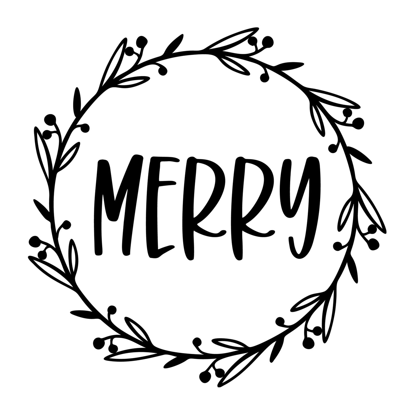 Merry SVG design for Cricut, Silhouette, laser cutting, vinyl, sublimation, and Christmas craft projects.