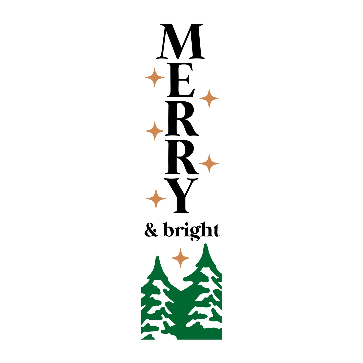Merry And Bright SVG design for Cricut, Silhouette, laser cutting, vinyl, sublimation, and Christmas porch sign projects.