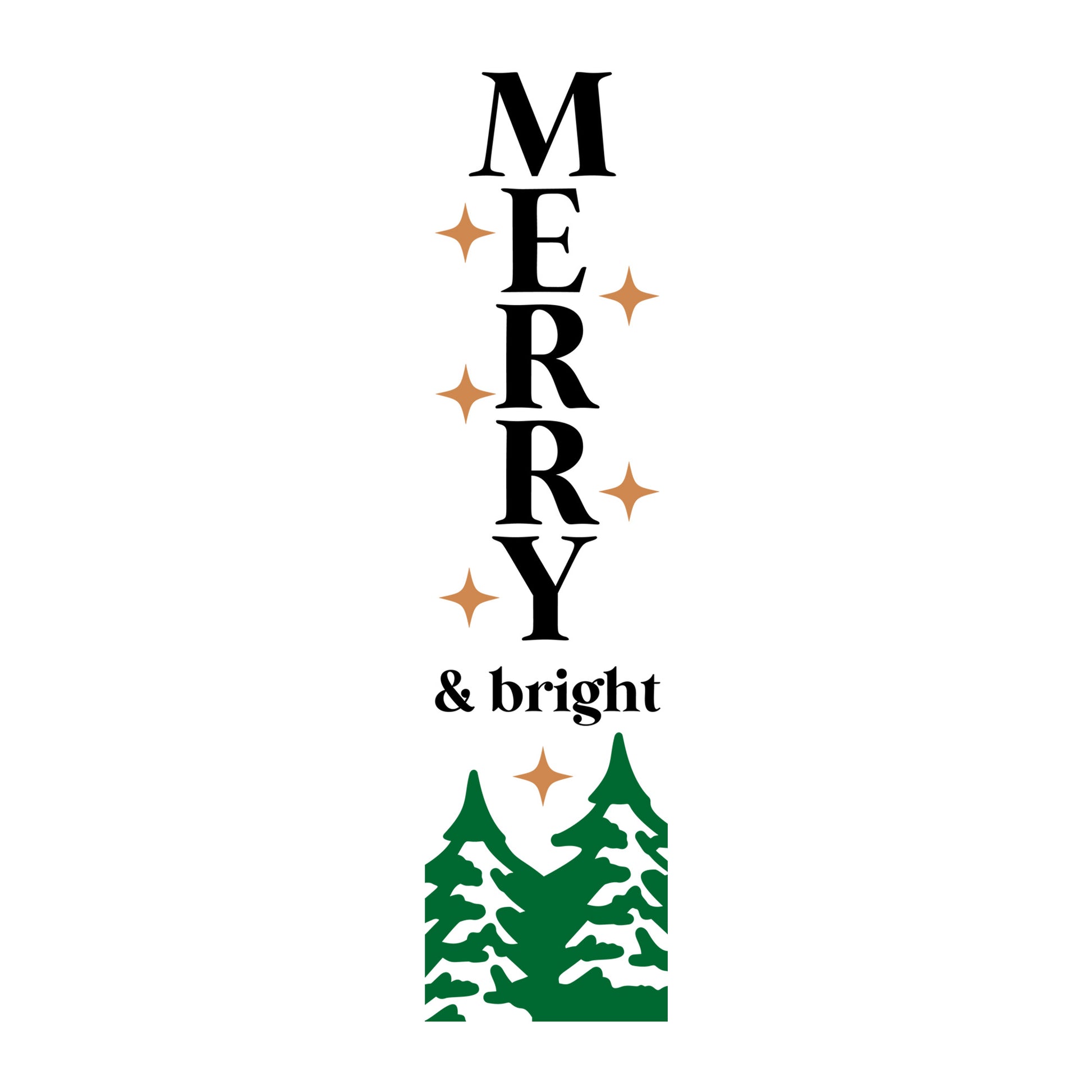 Merry And Bright SVG design for Cricut, Silhouette, laser cutting, vinyl, sublimation, and Christmas porch sign projects.
