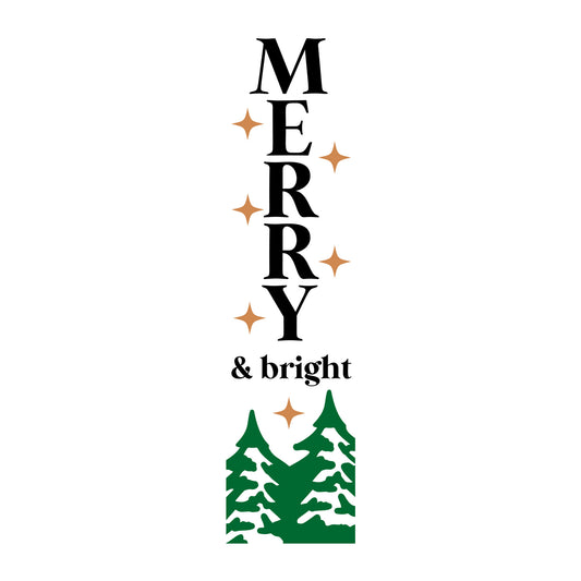 Merry And Bright SVG design for Cricut, Silhouette, laser cutting, vinyl, sublimation, and Christmas porch sign projects.