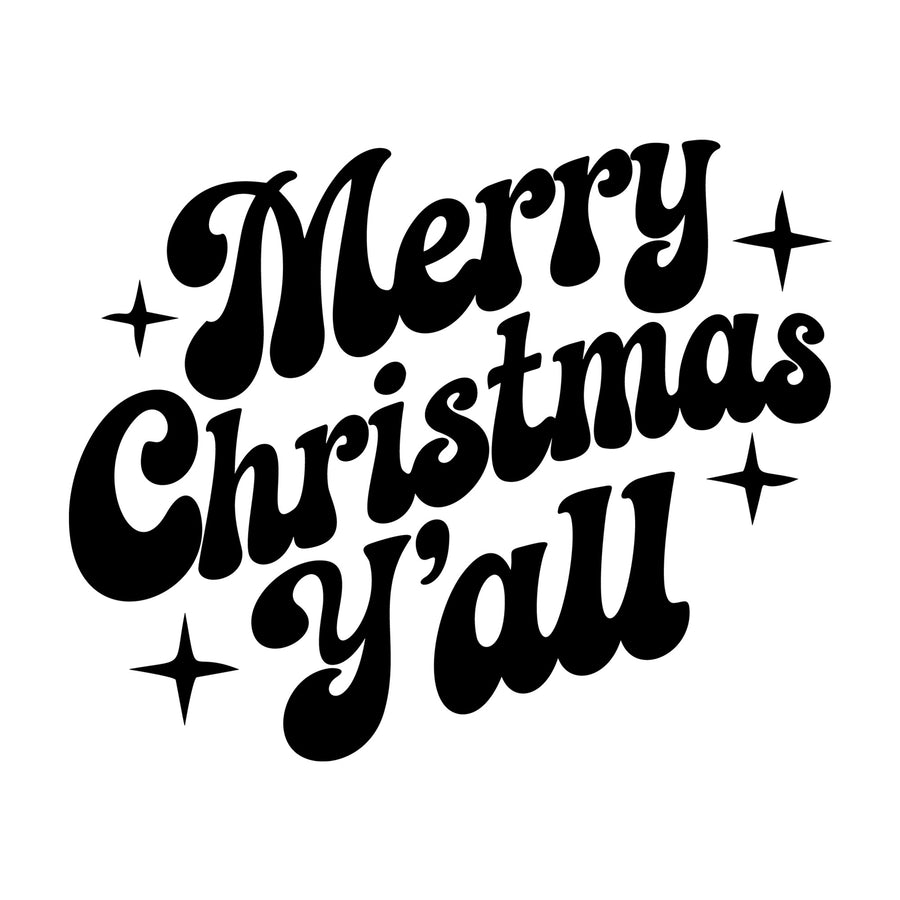 Merry Christmas Yall SVG design for Cricut, Silhouette, laser cutting, vinyl, sublimation, and craft projects.