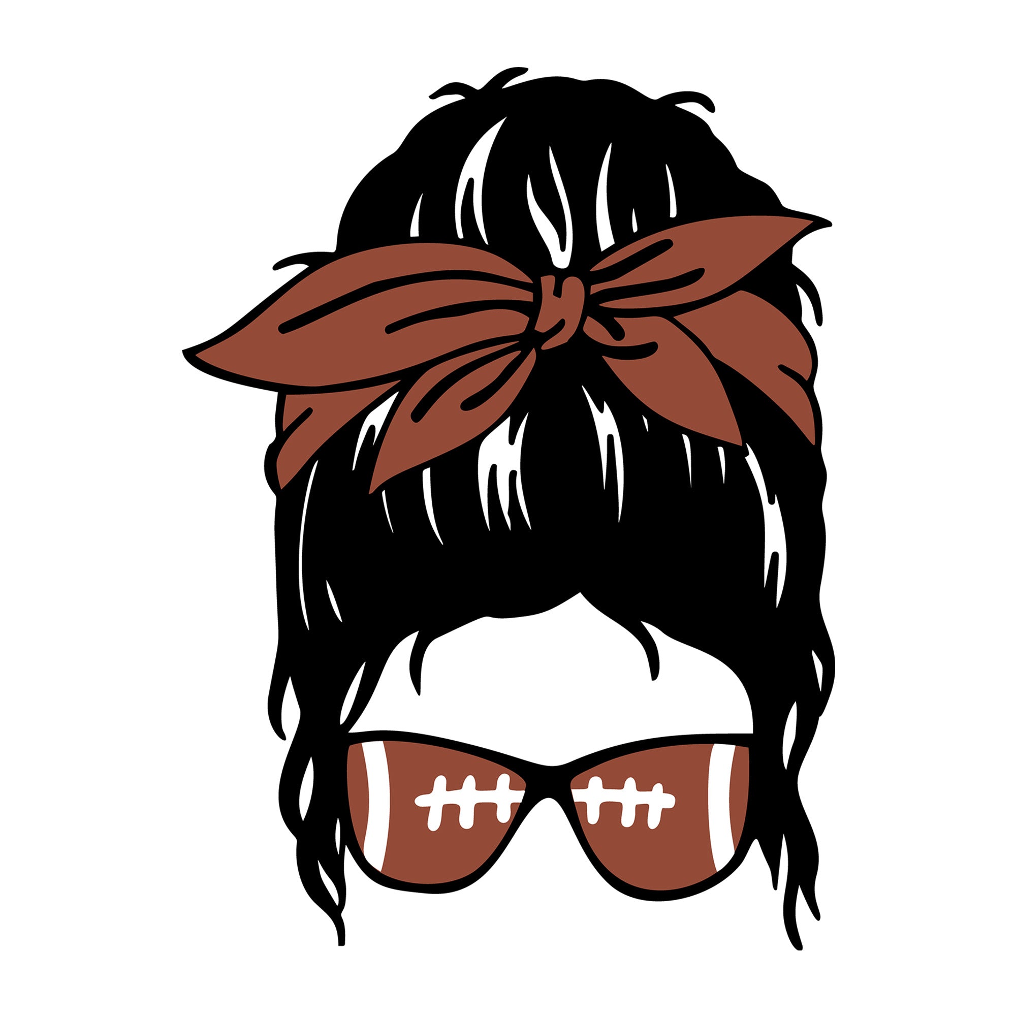 Messy Bun Mom Football SVG design for Cricut, Silhouette, laser cutting, vinyl, sublimation, football, and game day craft projects.
