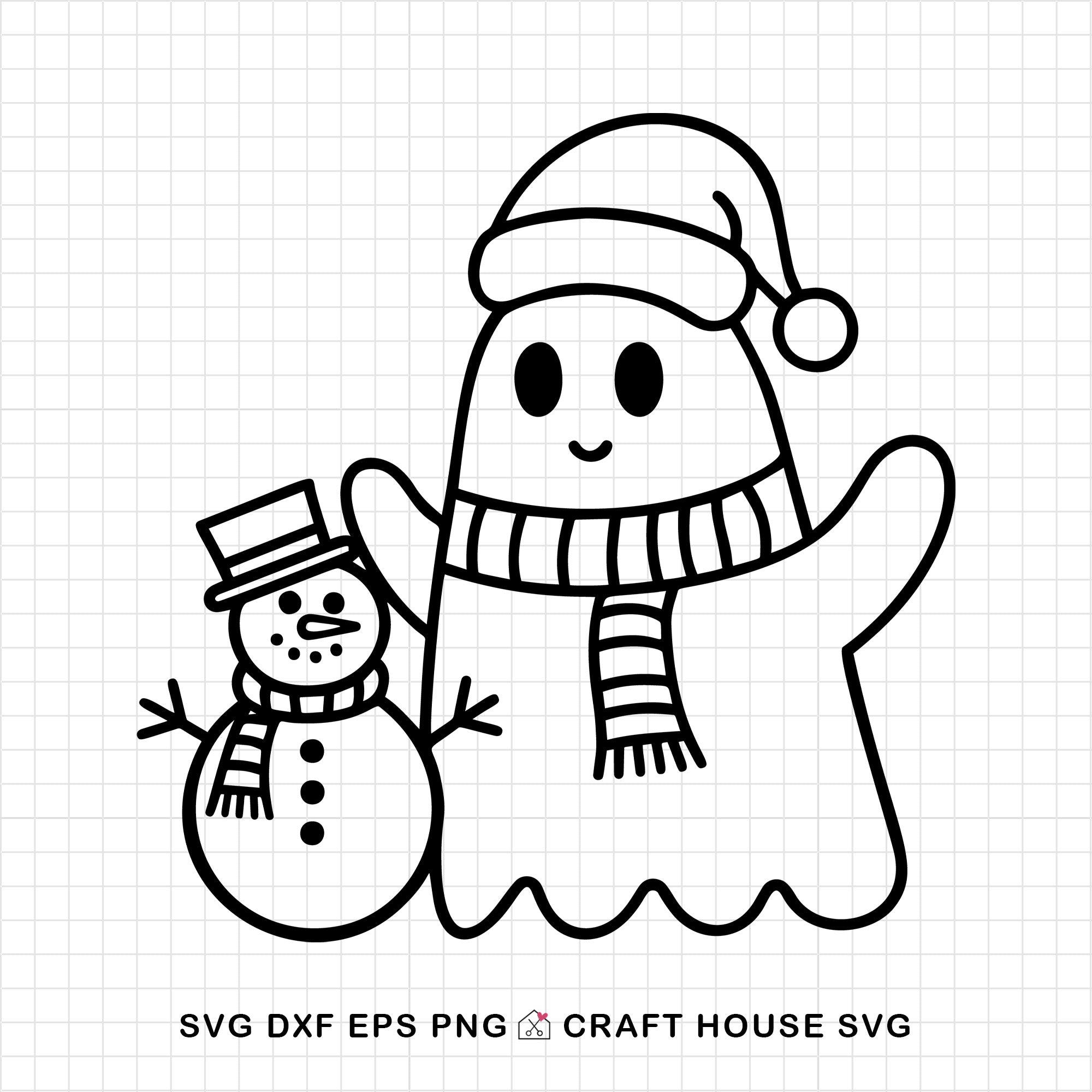 Minimal Christmas Ghost and Snowman SVG