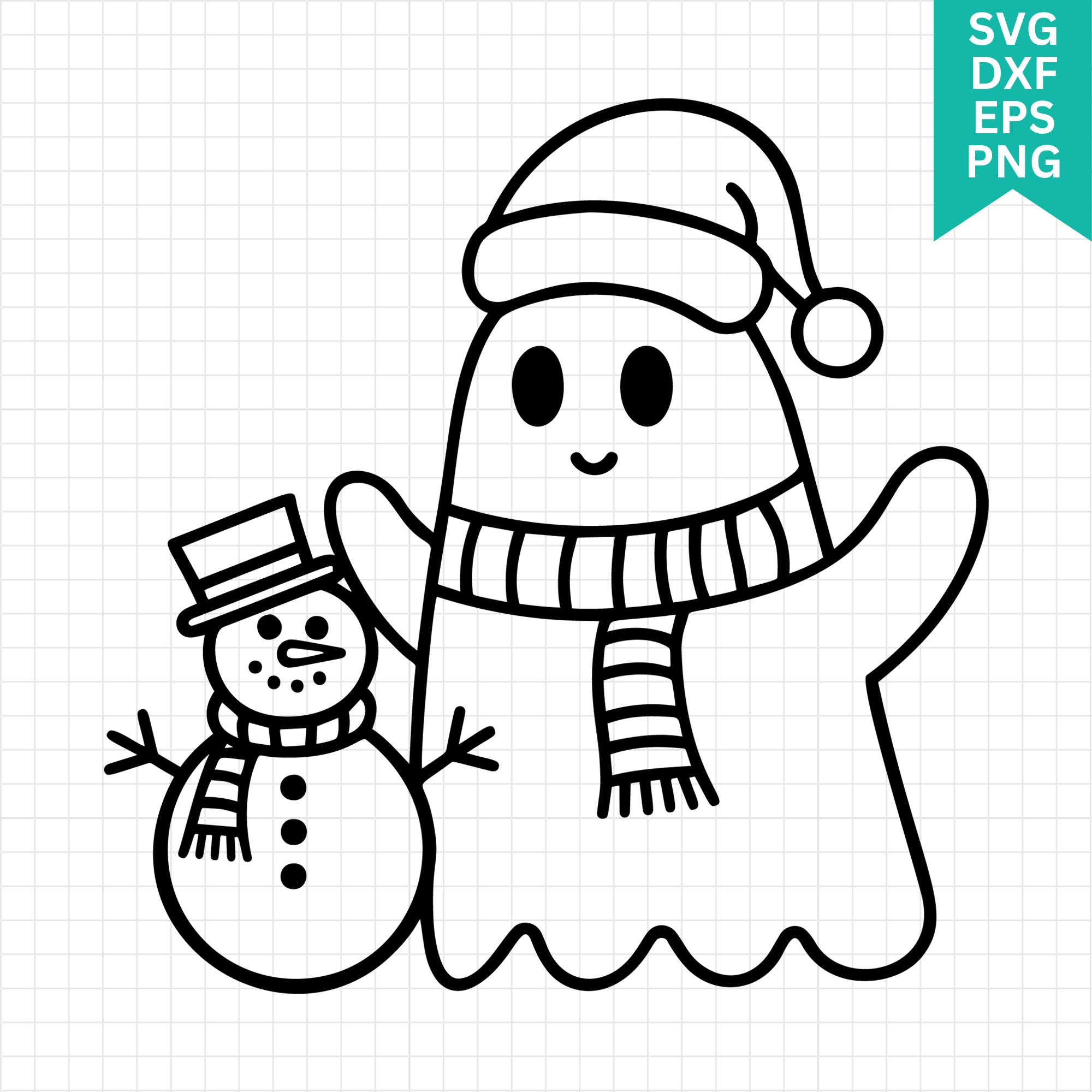 Minimal Christmas Ghost and Snowman SVG