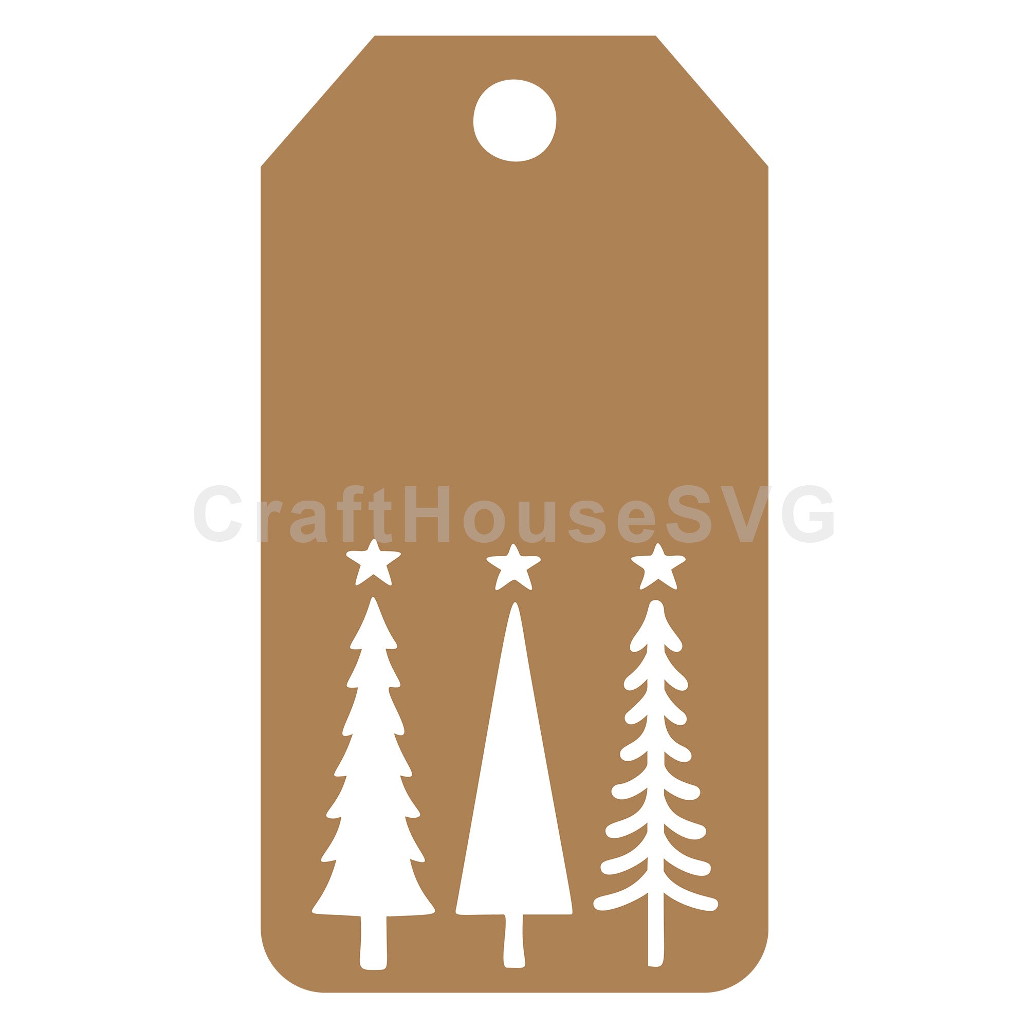 Minimal Christmas Trees Gift Tag SVG