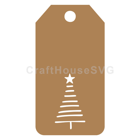 Minimal Christmas Tree Gift Tag SVG