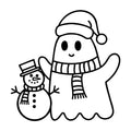 Minimal Christmas Ghost and Snowman SVG design for Cricut, Silhouette, laser cutting, vinyl, sublimation, and craft projects.