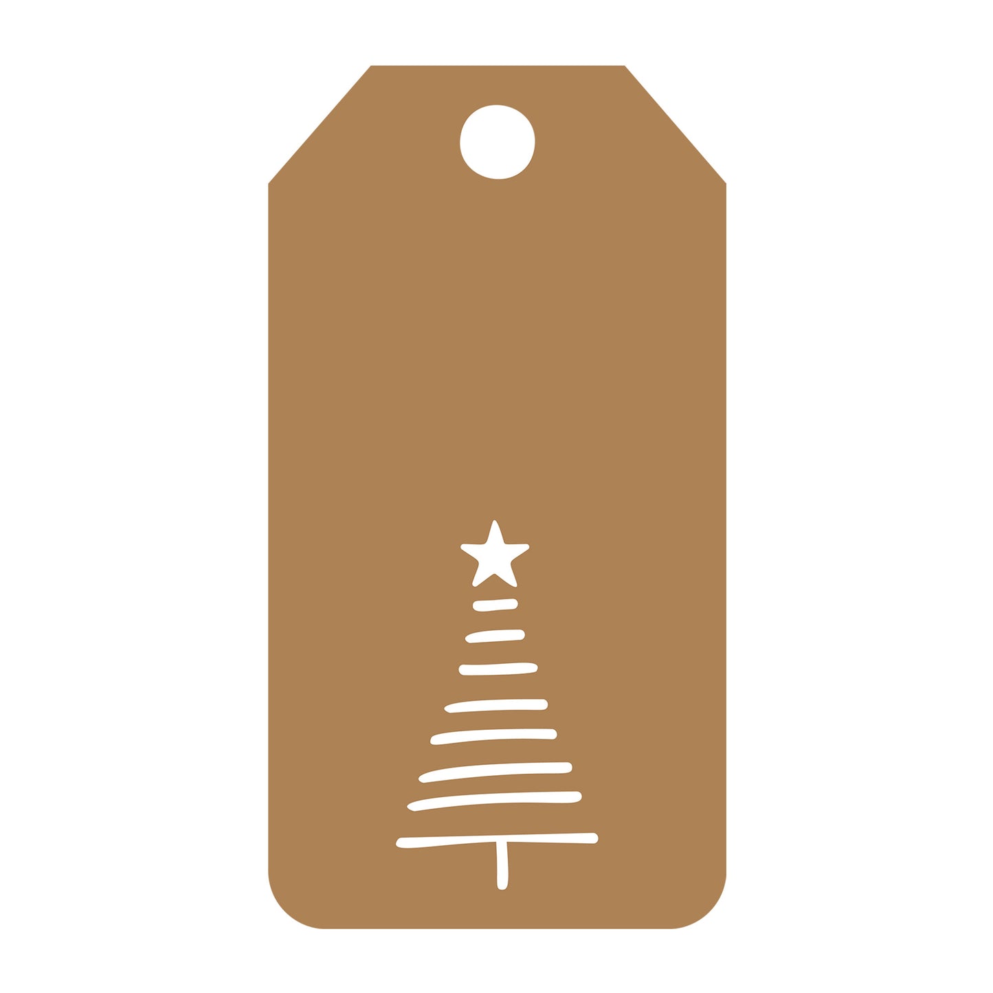Minimal Christmas Tree Gift Tag SVG design for Cricut, Silhouette, laser cutting, vinyl, sublimation, gift tags, and craft projects.