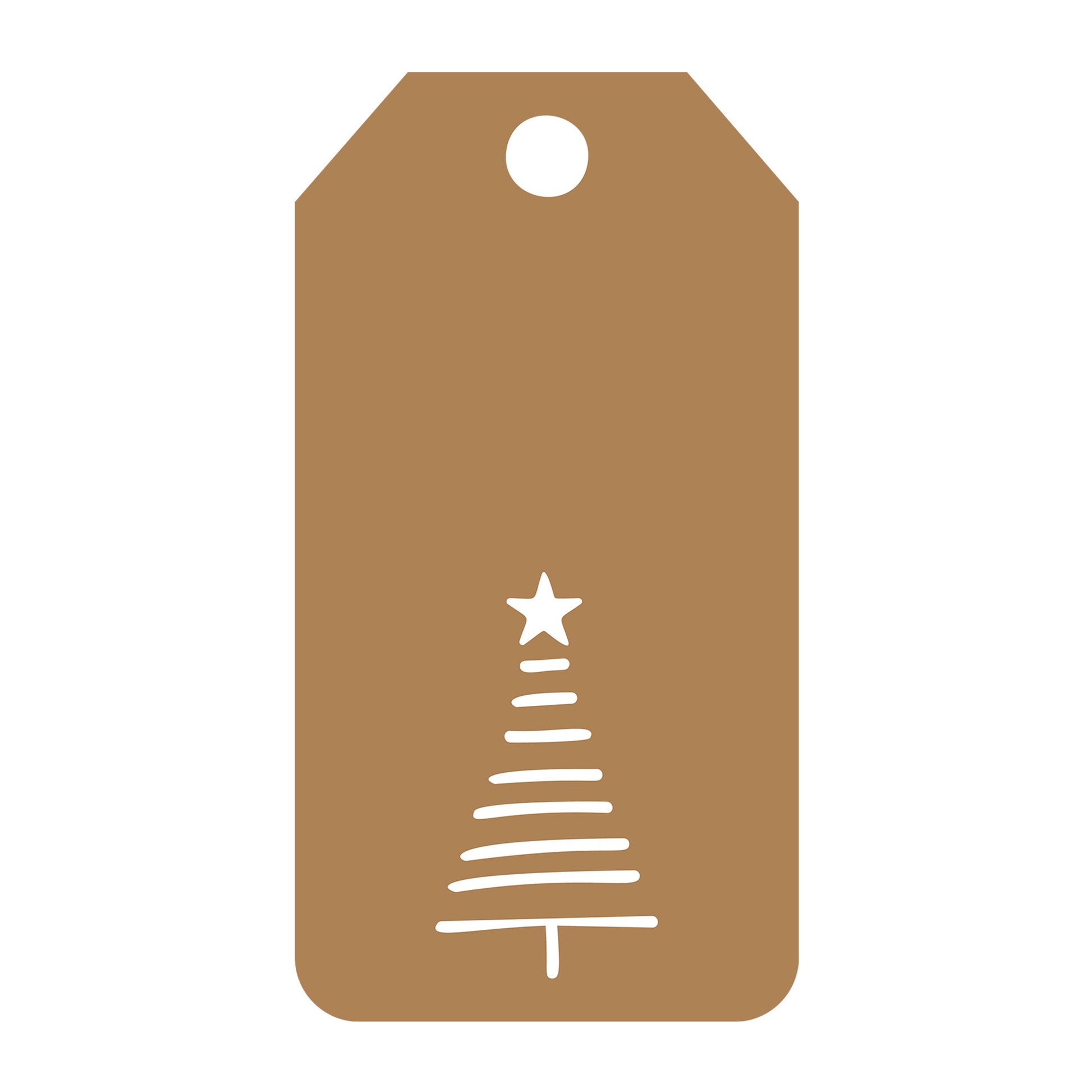 Minimal Christmas Tree Gift Tag SVG design for Cricut, Silhouette, laser cutting, vinyl, sublimation, gift tags, and craft projects.