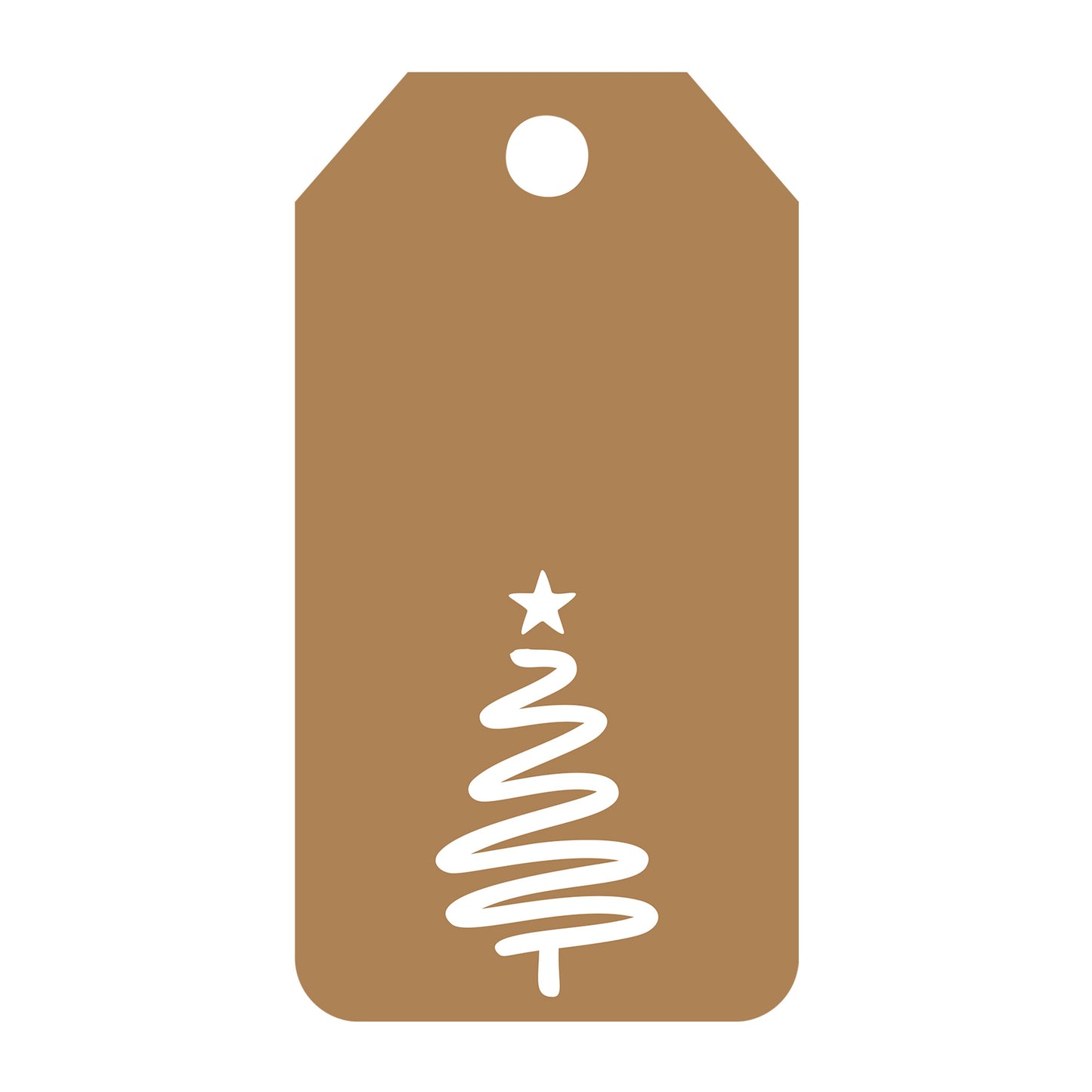 Minimal Christmas Tree Gift Tag SVG design for Cricut, Silhouette, laser cutting, vinyl, sublimation, gift tags, and craft projects.