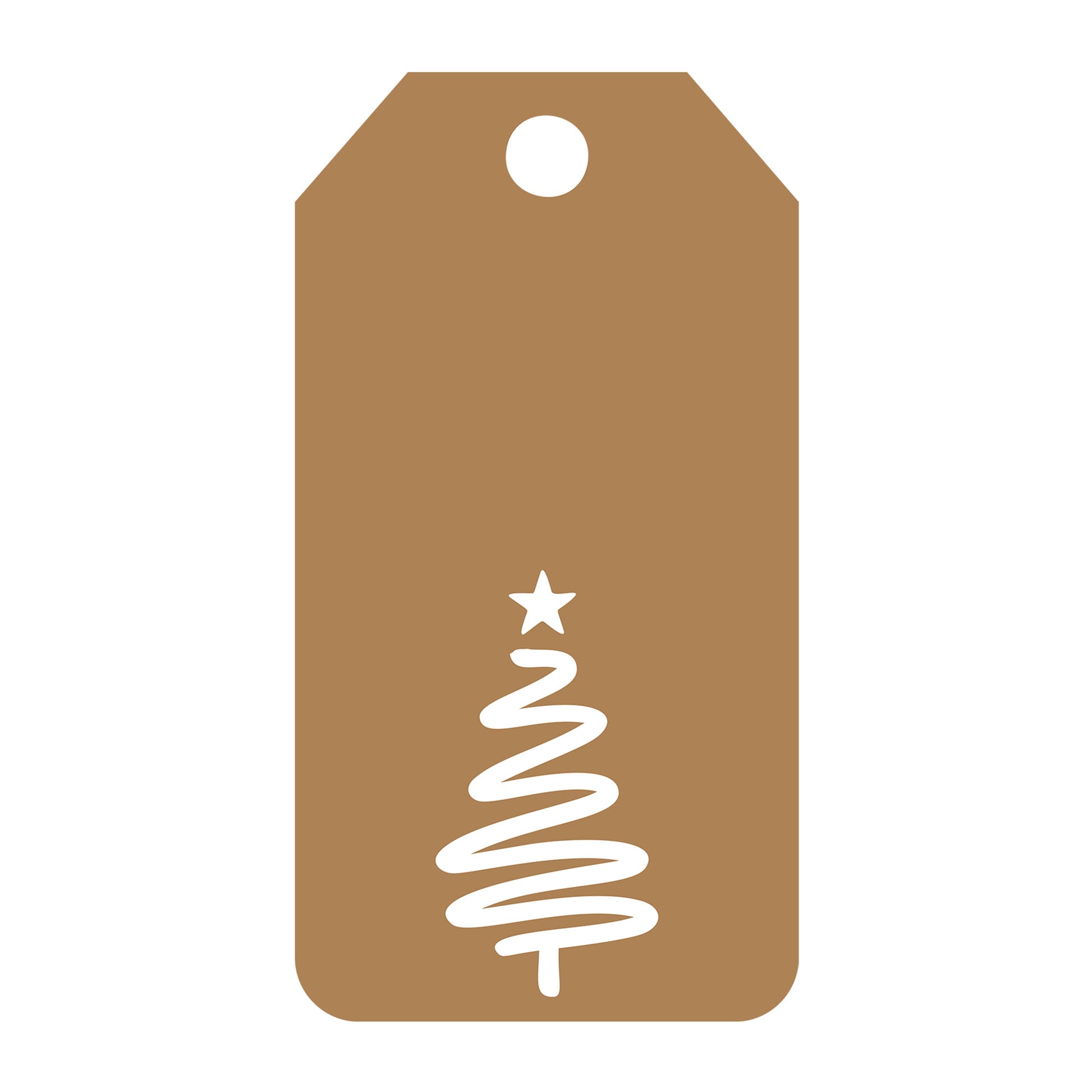 Minimal Christmas Tree Gift Tag SVG design for Cricut, Silhouette, laser cutting, vinyl, sublimation, gift tags, and craft projects.