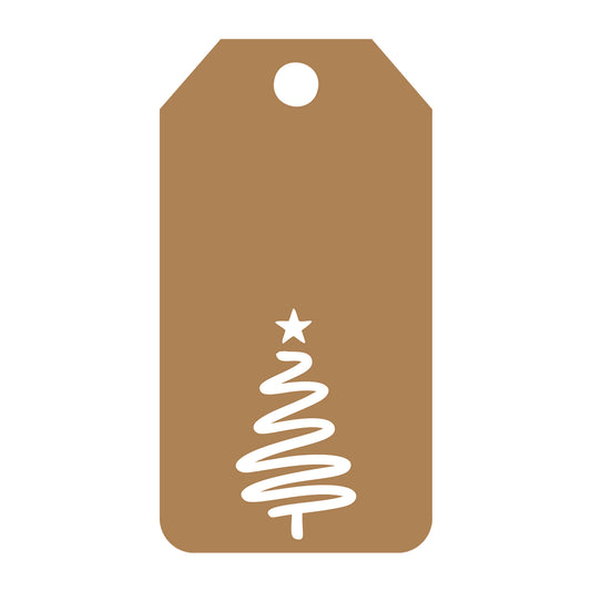Minimal Christmas Tree Gift Tag SVG design for Cricut, Silhouette, laser cutting, vinyl, sublimation, gift tags, and craft projects.