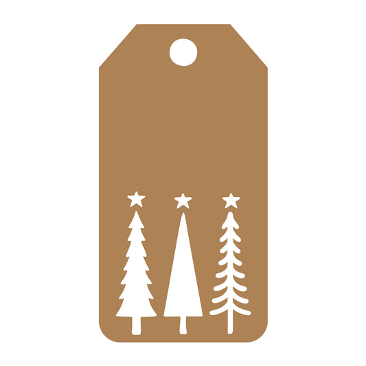 Minimal Christmas Tree Gift Tag SVG design for Cricut, Silhouette, laser cutting, vinyl, sublimation, gift tags, and craft projects.