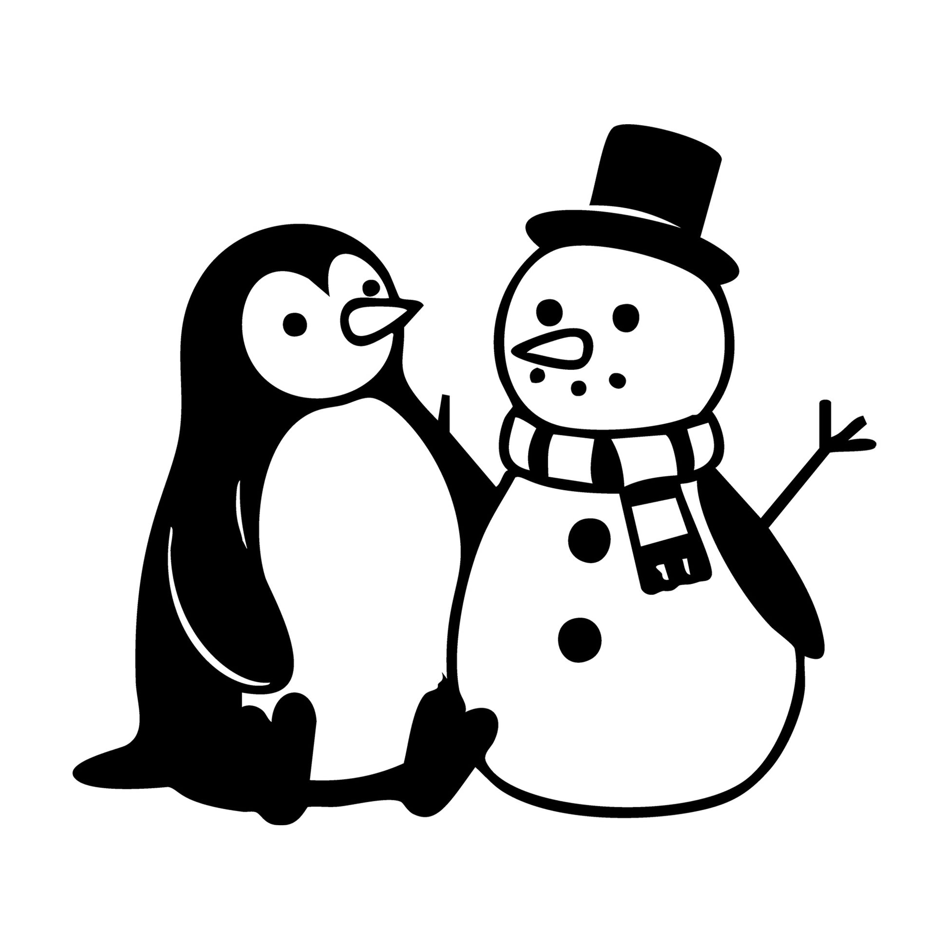 Minimal Penguin and Snowman SVG design for Cricut, Silhouette, laser cutting, vinyl, sublimation, and craft projects.