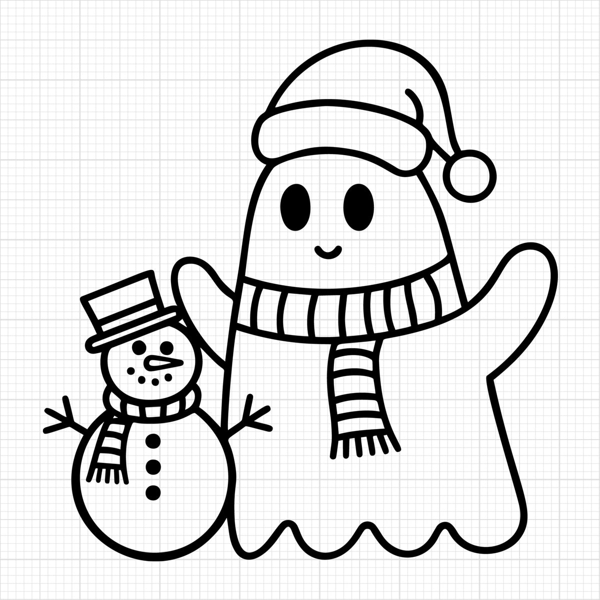 Minimal Christmas Ghost and Snowman