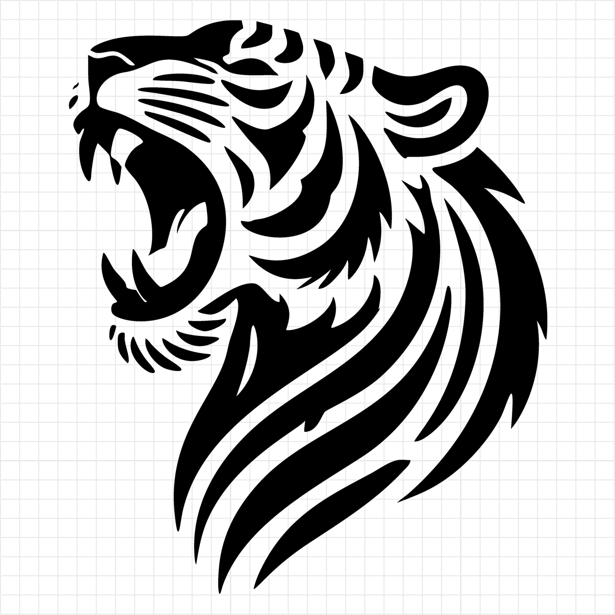 Minimalist Roaring Tiger Silhouett SVG