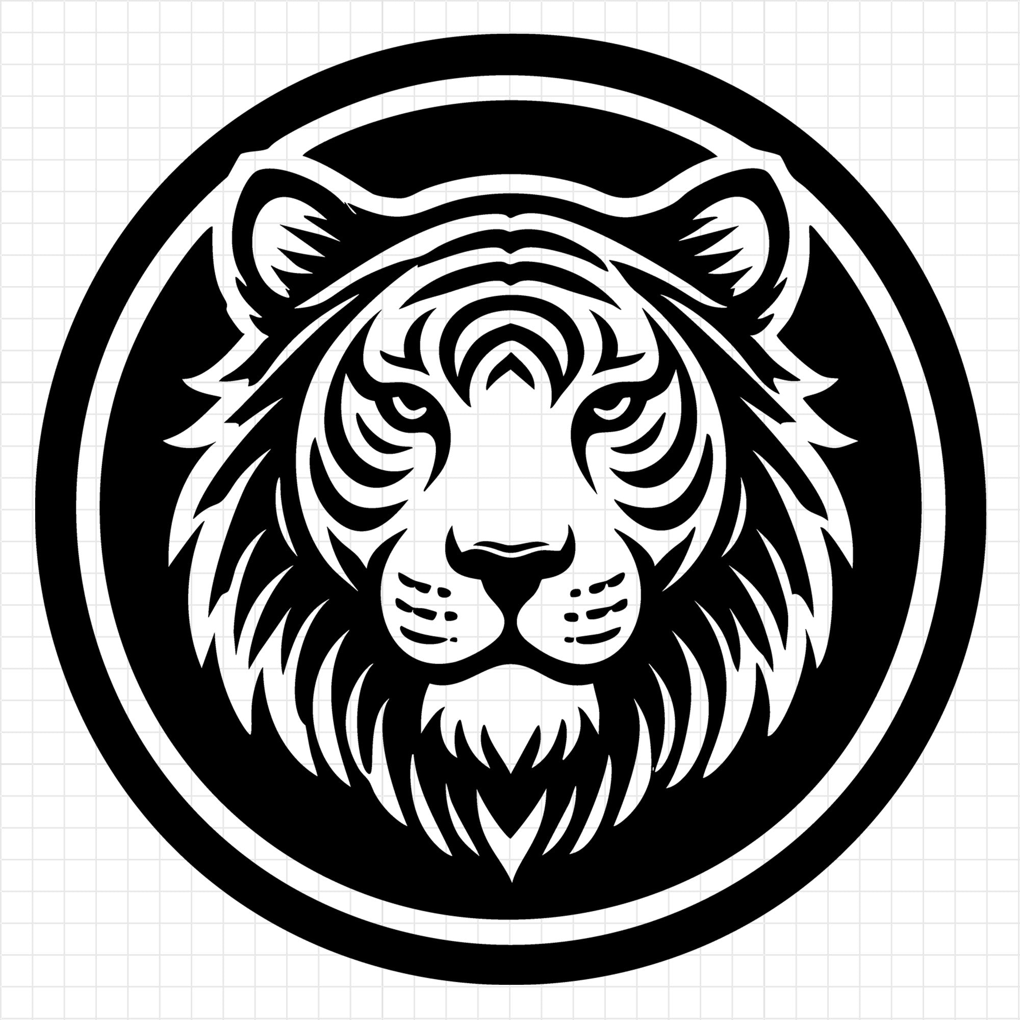 Minimalist Tiger Face in Circle Frame SVG