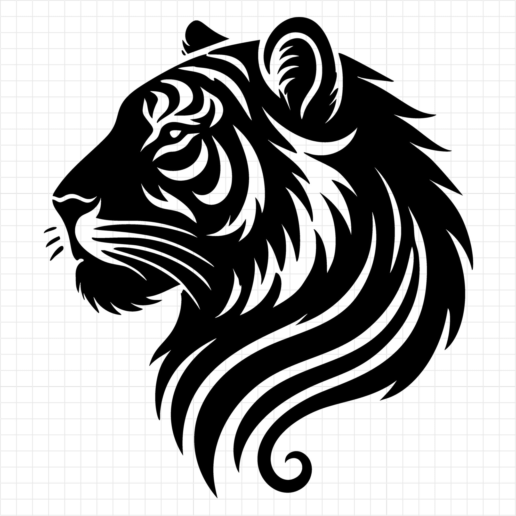 Minimalist Tiger Head Silhouette SVG