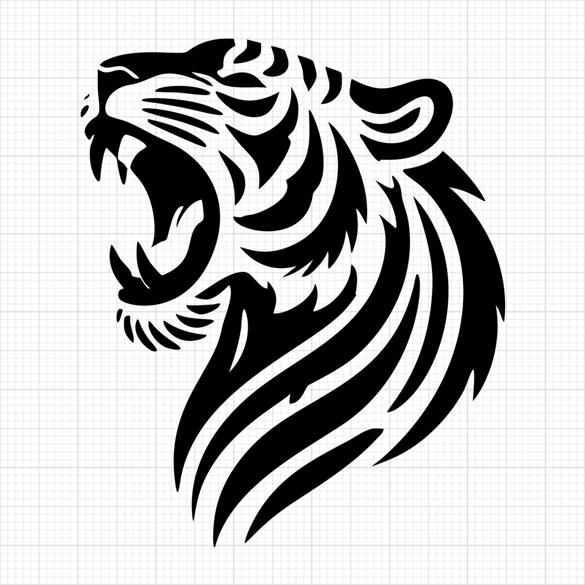 Minimalist Roaring Tiger Silhouett