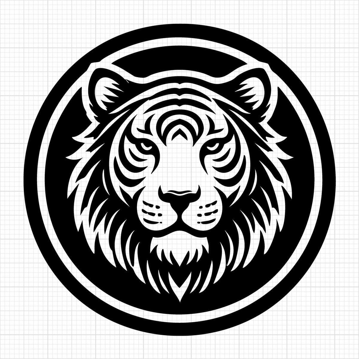 Minimalist Tiger Face in Circle Frame