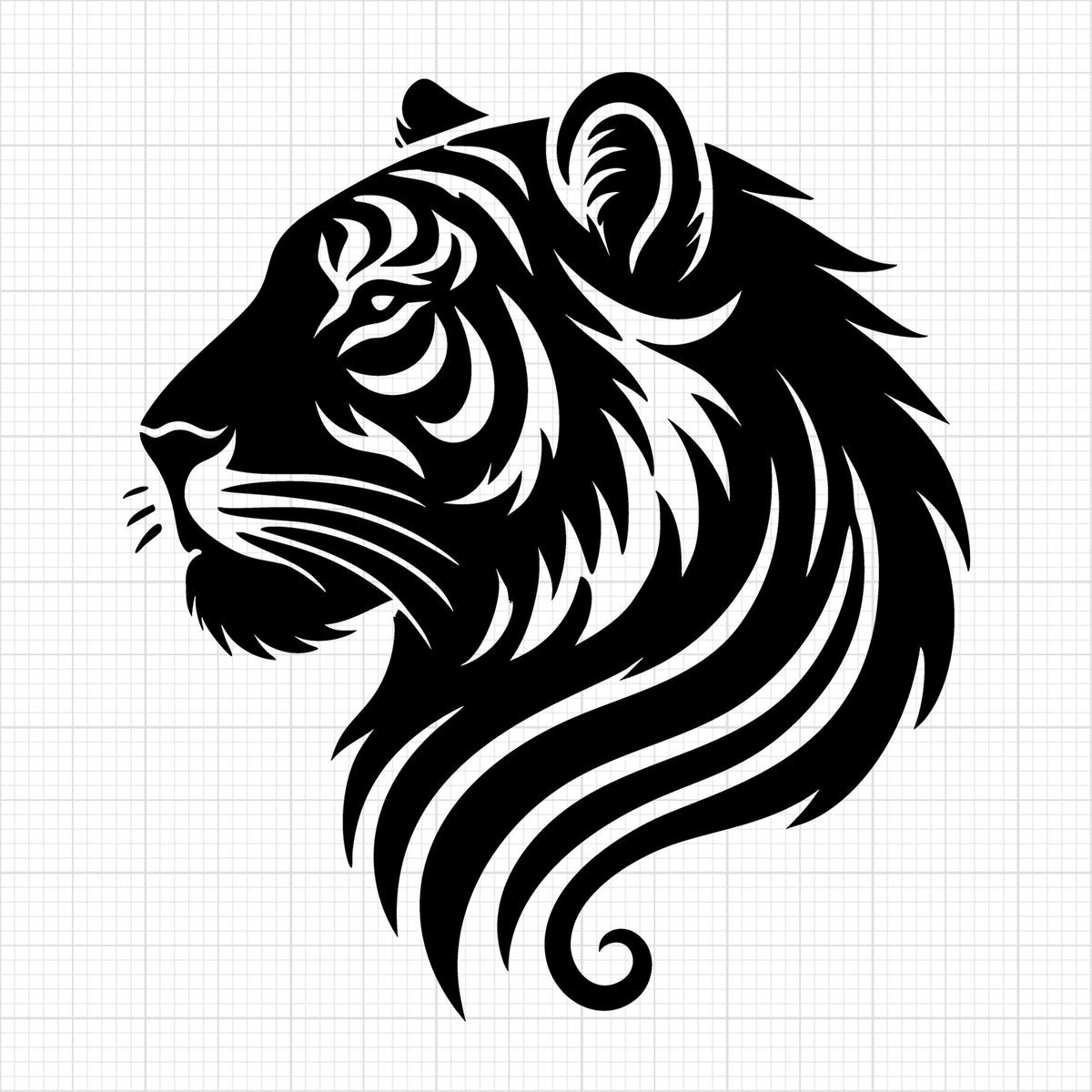 Minimalist Tiger Head Silhouette