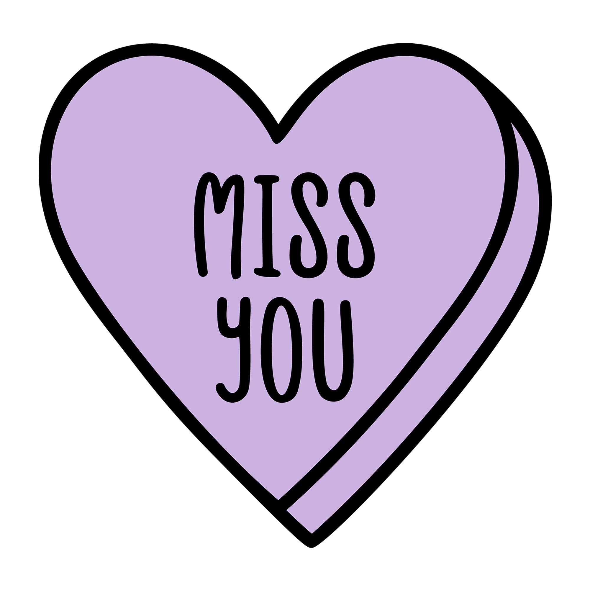 Miss You SVG design for Cricut, Silhouette, laser cutting, vinyl, sublimation, Valentine conversation hearts, and craft projects.